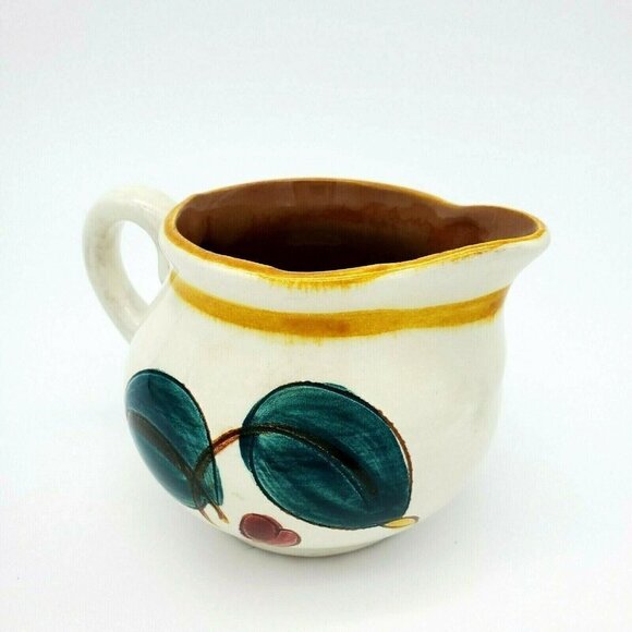 Vintage Stangl Pottery CREAMER Della Ware RED CHERRY 1947 hand painted yellow - Picture 2 of 4